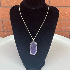 Kendra Scott Macrame Reid Amethyst Gold Long Pendant Necklace